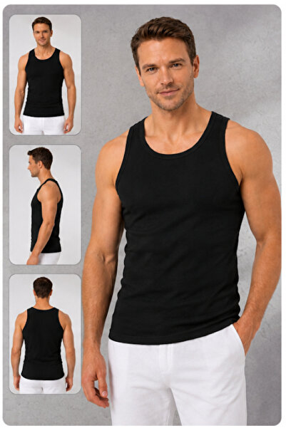 MİSSEMMA Men's Tank Tops 3 Pieces Breathable Comfortable Fit Zero Sleeve Cott...