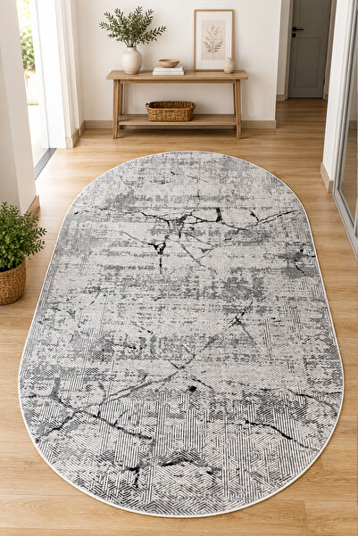 Chilai Home Bord Oval Makinede Yıkanabilir Kaymaz Taban Leke Tutmaz Dijital S...