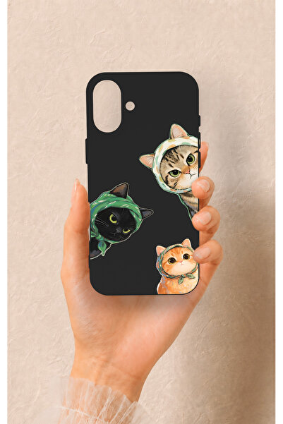 Vip Case iPhone 16 Plus Uyumlu Kedi Ekibi Desenli Silikon Kılıf