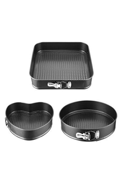 OEM Set 3 Tăvi pentru Prăjituri cu Bază Detașabilă, Forme Rotundă, Pătrată și...