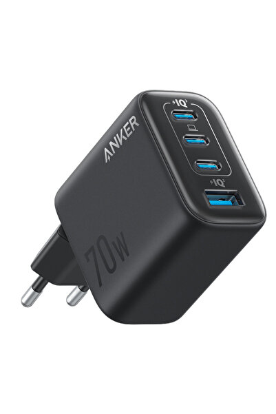 Anker Încărcător Zolo 70W GaN, 3x USB-C, 1x USB-A, PD 3.0, Negru