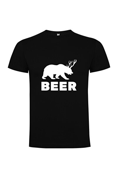 iLovePrints Bear Beer Adorned Antlers Tshirt