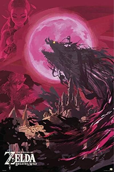 ESSESORIES ملصق جداري للألعاب من ستوديو B بتصميم Zelda BotW Blood Moon P1280،...