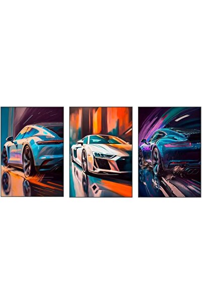 ESSESORIES Car Modern Men Boys Black White Sport Aesthetic Poster Wall Art Ro...