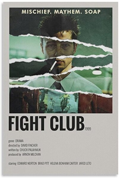 ESSESORIES Qgoster Fight Club Movie Poster Wall Art Room Decor Self Adhesive