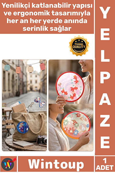 Wintoup #Yelpaze Portatif Pratik Yazlık Şık Çanta Boy Hafif Tasarım Katlanabi...