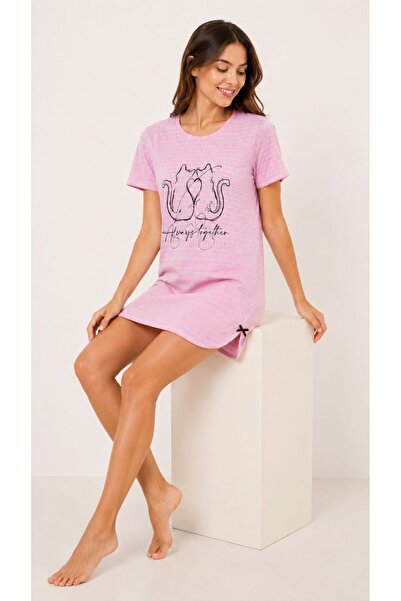DİAMOND OUTLET Women's Printed Short Sleeve Nightgown Comfortable Fit Daily H...