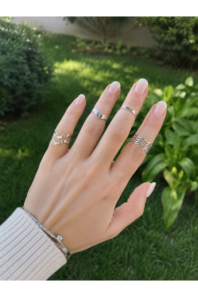 PURE BERRY 4 Piece Set Plated Ring Set Adjustable