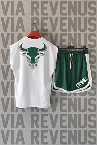 Vordevia Boğa Printed Zero Sleeve Sports Tshirt and Shorts Sports Training Set