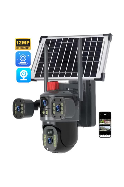 OEM Camera Supraveghere Solara, 4G 12MP 3 Lentile, PTZ 360° Zoom 10X, Night V...