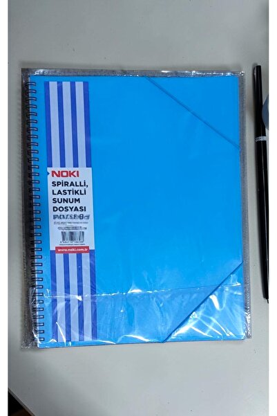 SEYFİKİRTASİYE A4 Size Spiral Elastic Presentation File 40 Sheets Blue Wire-B...