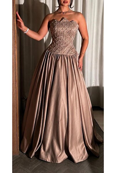 CACHE MONNEY Evening dress with handmade double clutch
