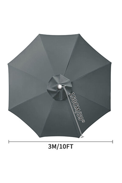 Choice6 Grey 8Ribs 3M Waterproof Replacement Umbrella Cloth 2/3M Patio Paraso...