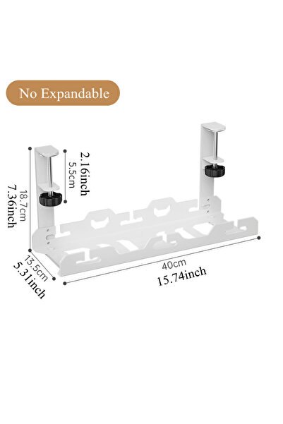 choice2 White fixed Telescopic Under Table Storage Rack Metal Cable Managemen...