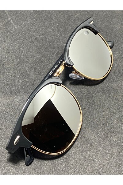Sunglasses Ochelari de soare unisex tip Clubmaster, ramă combinată metal și p...