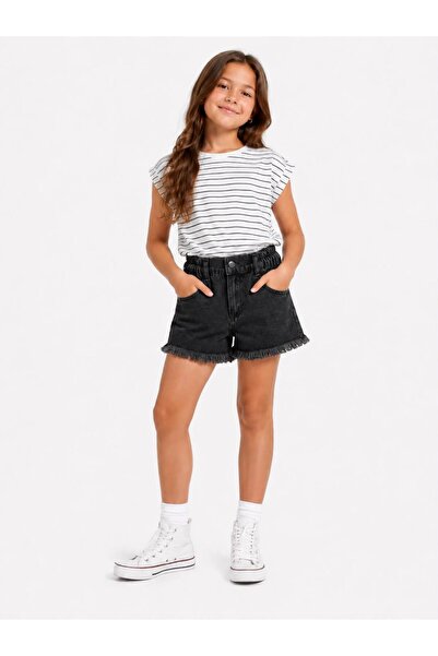 WİENS KİDS Girls' Elastic Waist Denim Shorts