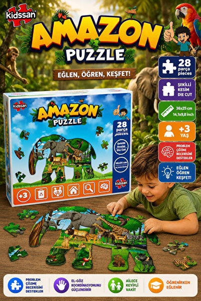kidssan games Kidssan Amazon Puzzle 28 Parça Şekilli Fil Puzzle | Eğitici Çoc...