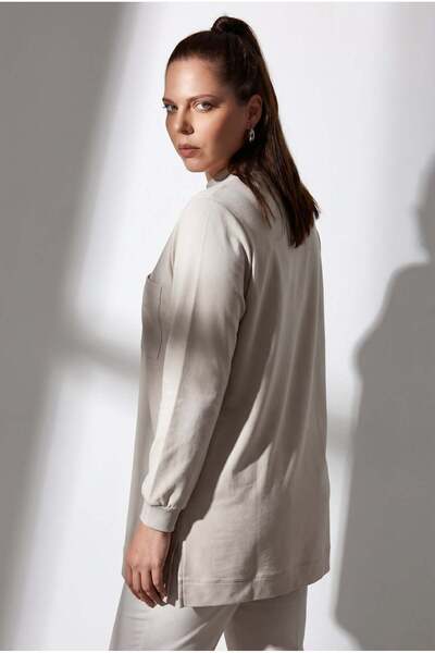 KADO OUTLET Two-Thread Stand Collar Zippered Single-Pocket Tunic