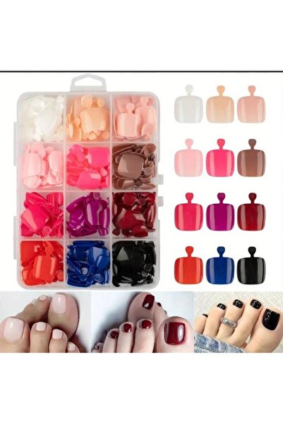choice2 288pcs 96/288Pcs Solid Color Press On Toenails Short Square Full Cove...