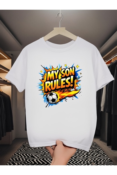NOURAM تي شيرت رجالي من Soccer Fireball بتصميم My Son Rules وطباعة عالية الجو...
