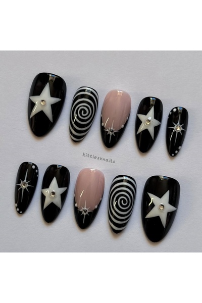 Choice1 QXXX-XS 10 pieces of hand-pressed almond-shaped nails, beautiful fals...