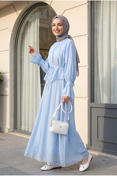 Modamorfo Flam Tulle Set with Lace Detail on the Ends and Belted Lining - Bab...