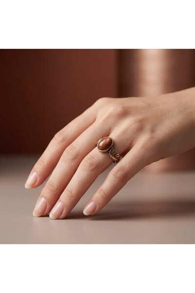 Hedea Angel Wing Angel Real Natural Stone Adjustable Brown Bronze Women's Ring