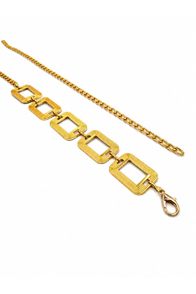UCCELLO Women's Gold Chain Belt – Metal Waist Belt with Geometric Rectangular...