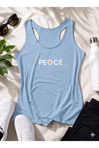 BW Bravely Wear Peace Printed Women's (Swimmer) Model Slim Fit Strappy Tshirt