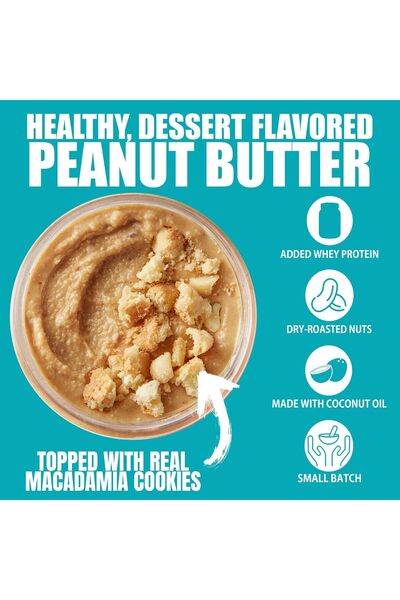 fit Butters White Chocolate Macadamia Peanut Butter - Added Protein and Coconut Oil, Low Carb, Low Sugar