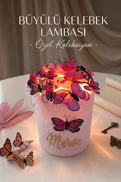 Solemia Kişiye Özel İsimli 3D Kelebek ve LED Işıklı Çiçek Buketi Gece Lambası...