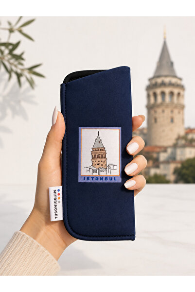 İstanbul Hatırası Koleksiyonu Galata Kulesi Lacivert Neopren Gözlük Kılıfı | Hediyelik ve Koruyucu Tasarım