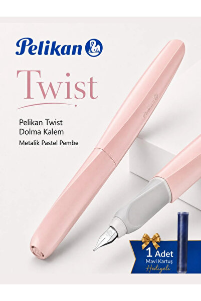 Pelikan Twist Dolma Kalem Metalik Pastel Pembe