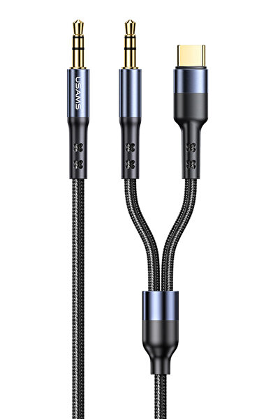 Usams καλώδιο ήχου 3.5mm σε USB-C & 3.5mm US-SJ555, 1.2m, μαύρο