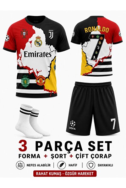 yenteks Ronaldo (siyah)Tüm Takımlar Ortak Tasarım Çocuk Futbol Forması Çorap ...