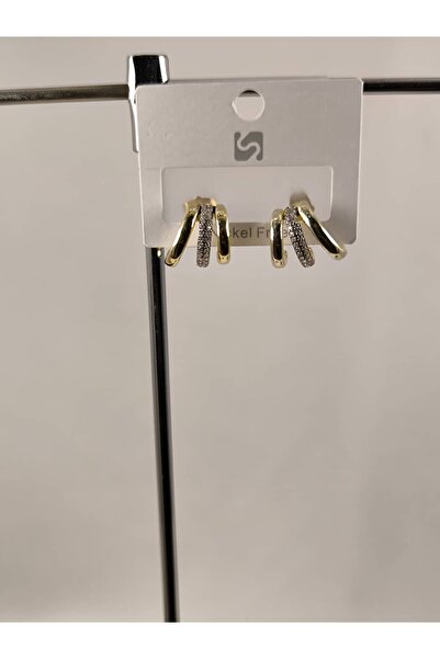 Wzen Collection Gizli Bahçe, Taşlı Çelik Küpe