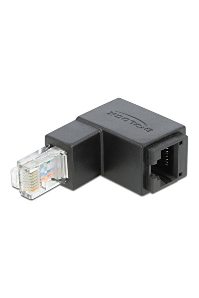 DELOCK αντάπτορας RJ45 86423, CAT 6 UTP, γωνιακός 90°, μαύρος