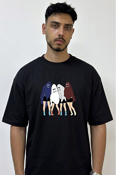 Anetos Μπλουζάκι Ghost Girls με στάμπα σε μεγάλο μέγεθος, μαύρο