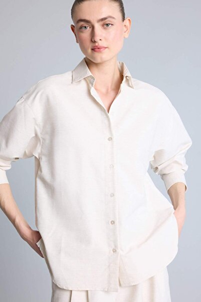 DeFacto Oversized Linen Long Sleeve Light Beige Shirt H0386Ax26Sm