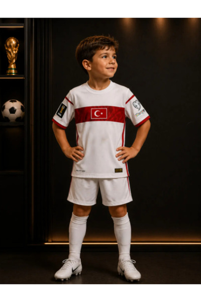 tahaspor TÜRKİYE MİLLİ TAKIM ÇOCUK FUTBOL FORMASI BEYAZ 3 PARÇA ( FORMA ŞORT ...