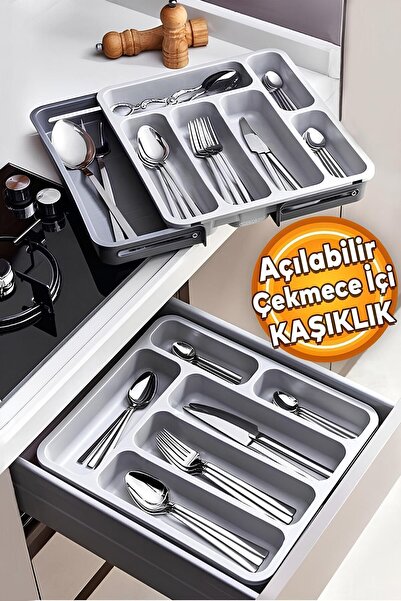 Empressco Çift Taraflı Ayarlanabilir Çekmece Içi Kaşıklık Uzayabilen Çatal Bı...