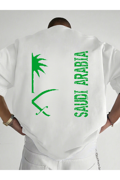 SAUDI Men and Women's 100% Cotton T-Shirt - Oversized Crew Neck Short Sleeve ...