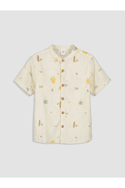 LC Waikiki Grandad Collar Printed Boys' Shirt