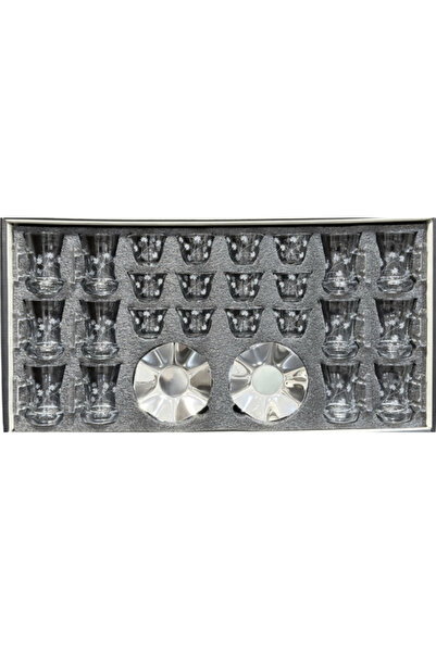 Urbanza Premium 36-Piece Glass Tea & Arabic Coffee Set with Saucers - Daisy F...