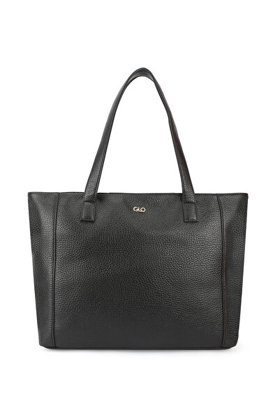 Globus By Styli Black Textured Double Handle Tote Bag