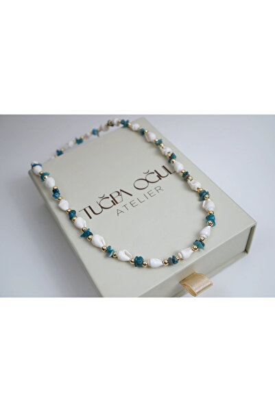ATELİER TUĞBA Ykl080 Sea Shell Natural Stone Necklace Turquoise