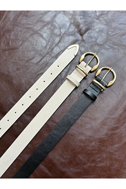 LİA KEMER 2-Pack Learn Round Gold Buckle Model Jacket Belt Dress Belt Trouser...