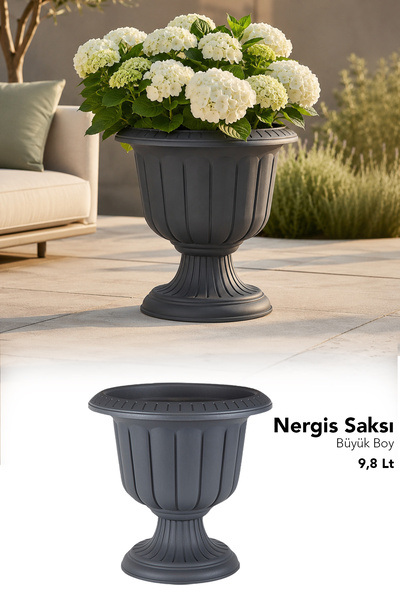 Meleni Home Ayaklı Büyük Dekoratif Saksı - Deliksiz Salon Bahçe Plastik Bitki...