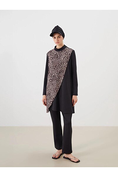 LC Waikiki High Neck Leopard Patterned Women's Hijab Swimsuit Set (S5)