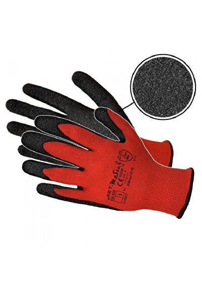 Mira Manusi de protectie din latex cu suport textil, Mira, set 12 perechi ros...